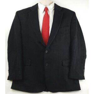 Jos A Bank Blazer Sport Coat Mens 46R Black Camel Hair Single Breasted Pockets